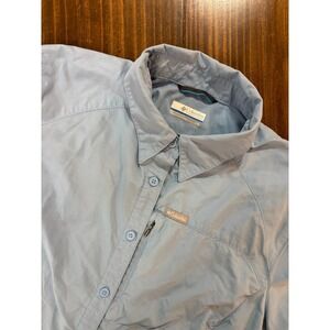 COLUMBIA Womens Large Long Sleeve Button Up Fishing Shirt Light Blue